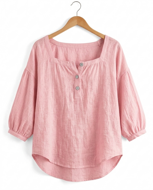 Leonor - Blusa manga larga con escote cuadrado