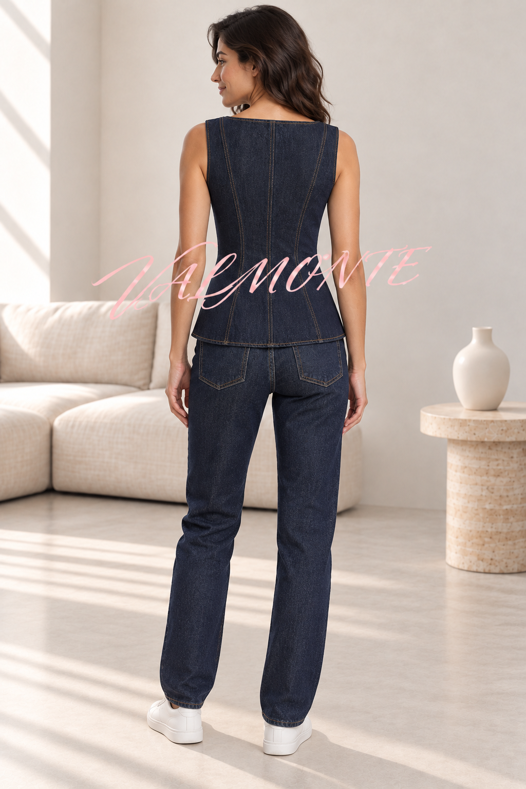 Top vaquero Stassi con escote cuadrado y botones originales