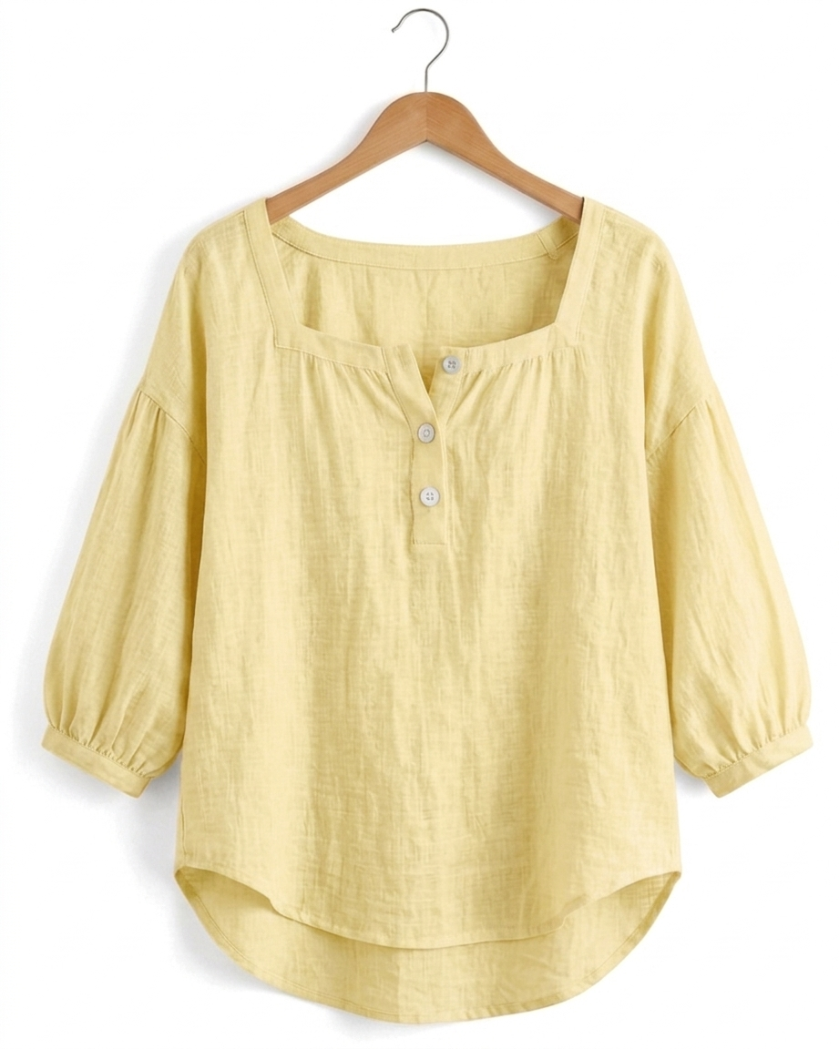 Leonor - Blusa manga larga con escote cuadrado