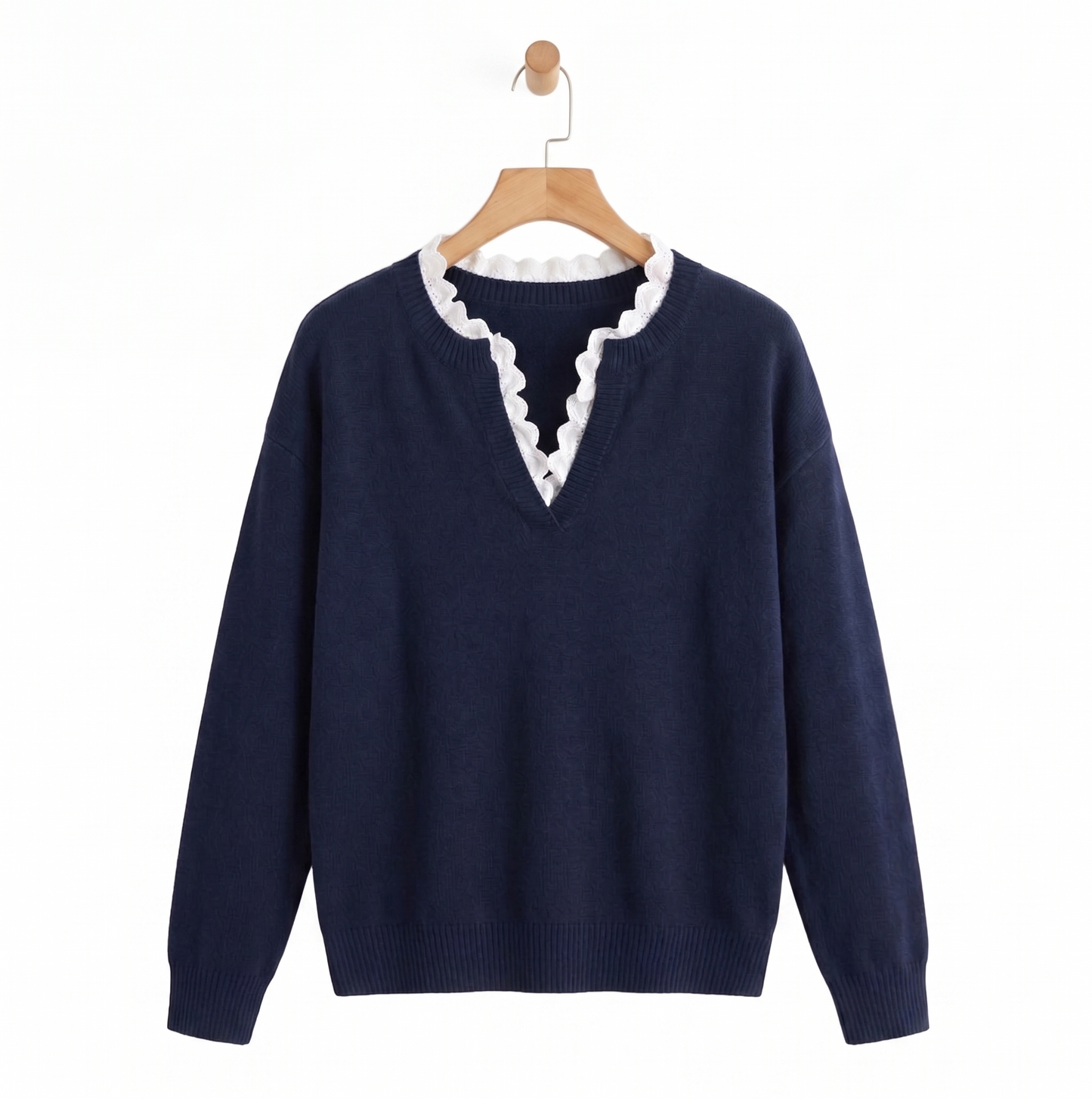 Julieta - Blusa de punto con cuello de encaje
