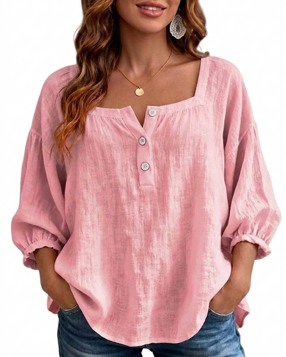 Leonor - Blusa manga larga con escote cuadrado
