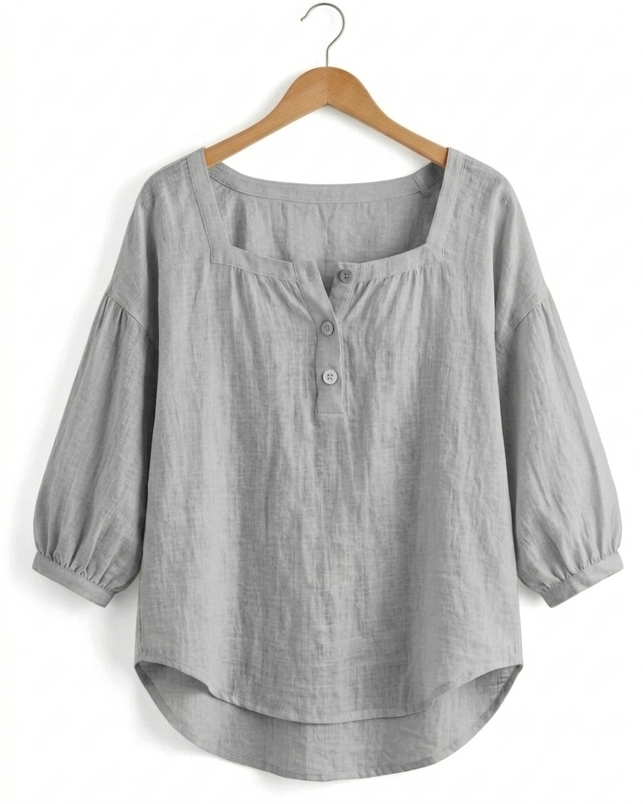 Leonor - Blusa manga larga con escote cuadrado