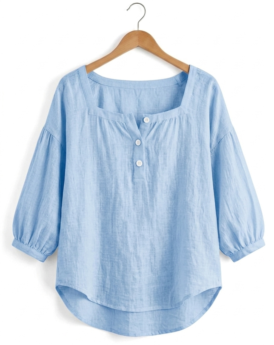 Leonor - Blusa manga larga con escote cuadrado
