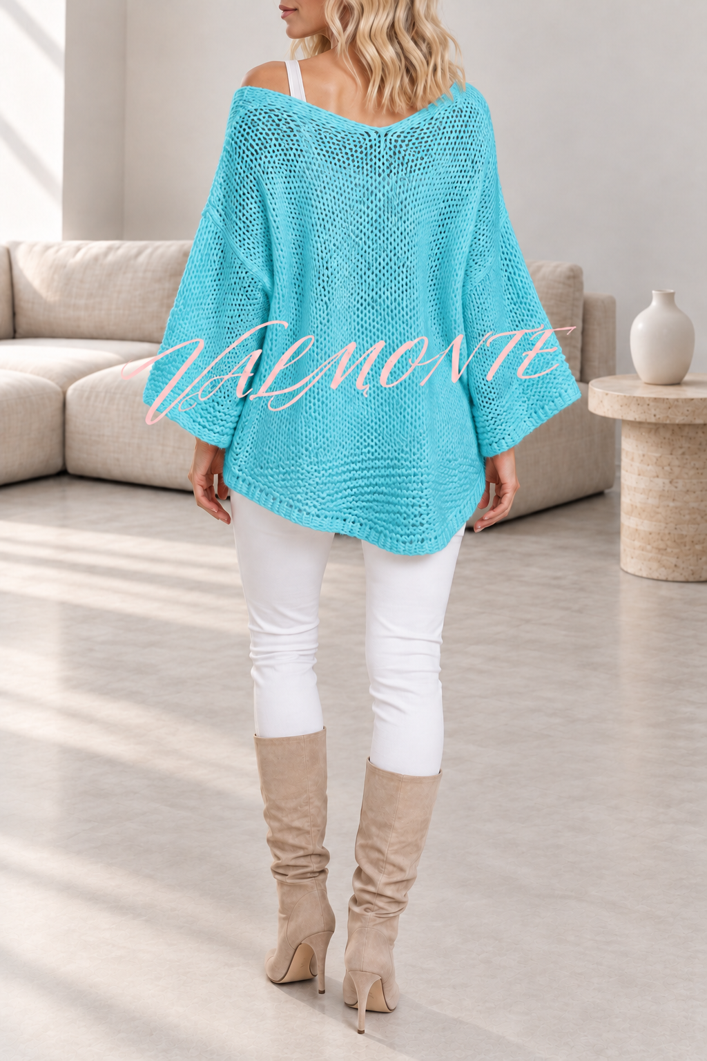 Jersey informal de punto, de color liso y con cuello en V holgado