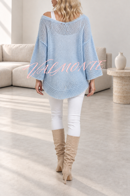 Jersey informal de punto, de color liso y con cuello en V holgado