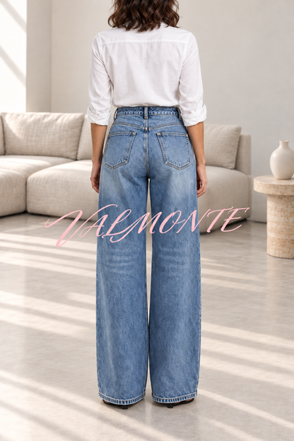 Vaqueros de moda urbana, estilo «Napoleón», de talle alto, con bolsillos y pernera ancha