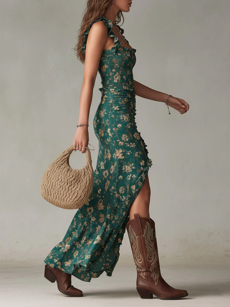 Zoe - Vestido largo abertura alta