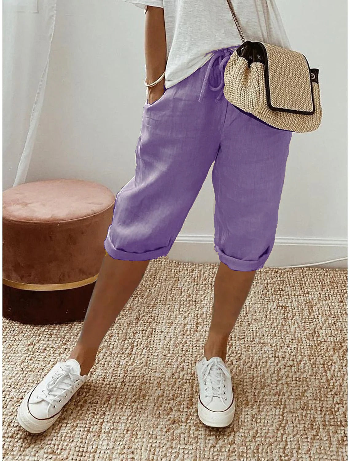 Vera - Pantalones informales de algodón y lino
