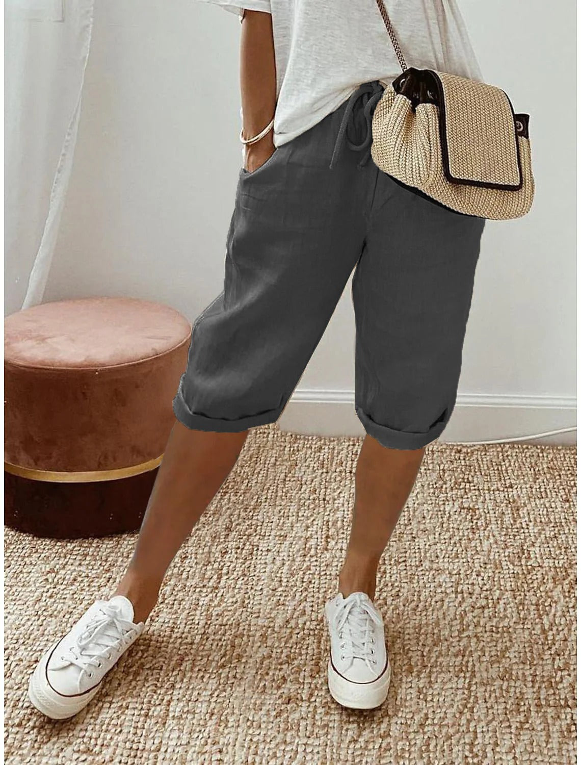 Vera - Pantalones informales de algodón y lino