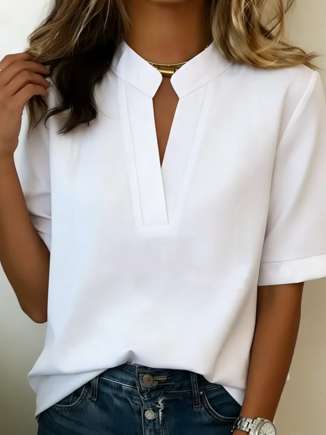 Bianca - Camisa de manga corta de corte holgado