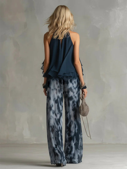 Vega - Conjunto elegante y ligero con top fluido y pantalones anchos