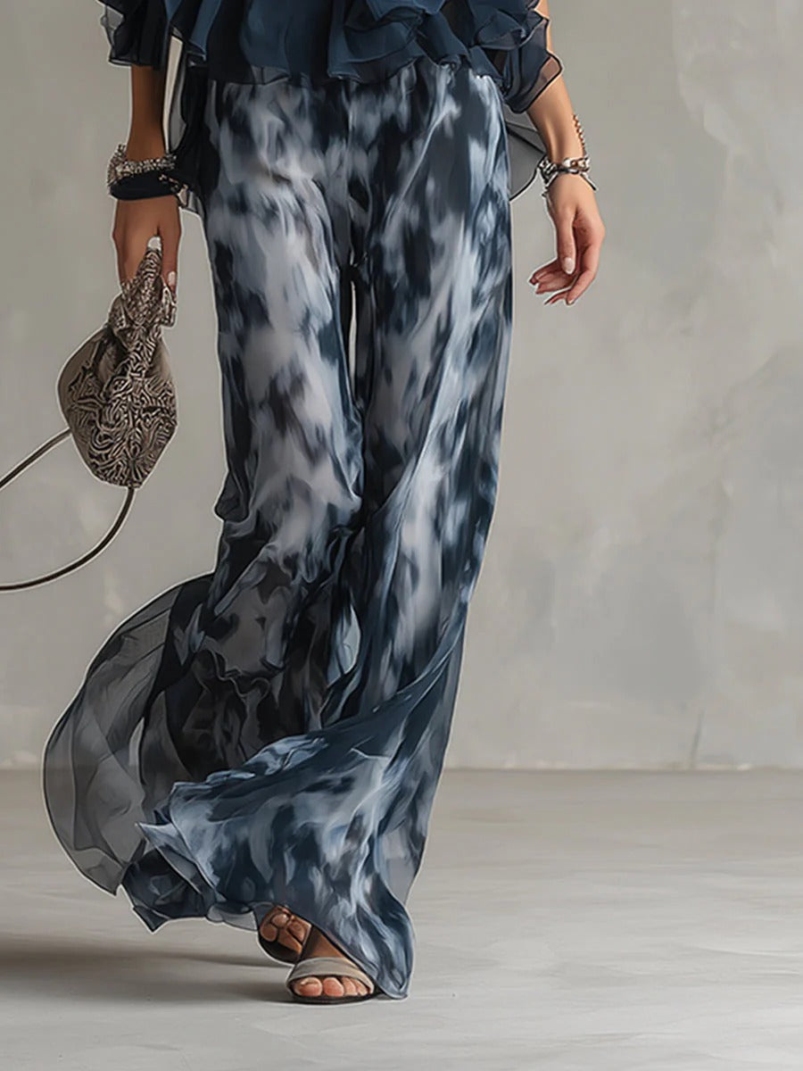 Vega - Conjunto elegante y ligero con top fluido y pantalones anchos