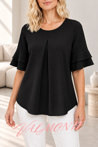 Camiseta lisa holgada de manga corta con cuello redondo