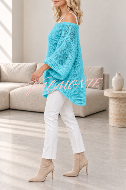 Jersey informal de punto, de color liso y con cuello en V holgado
