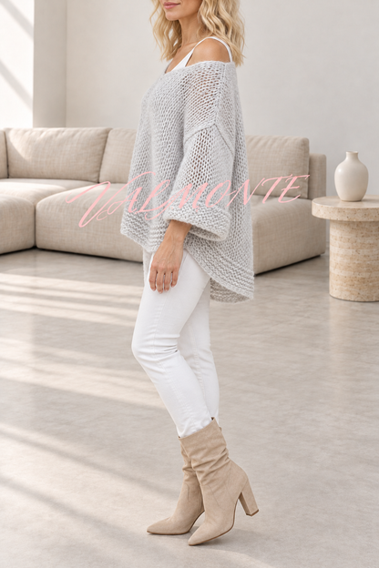 Jersey informal de punto, de color liso y con cuello en V holgado