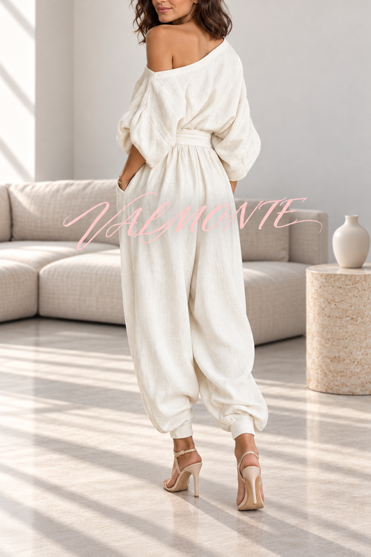 VALMONTE conjunto blanco asimétrico — vista trasera